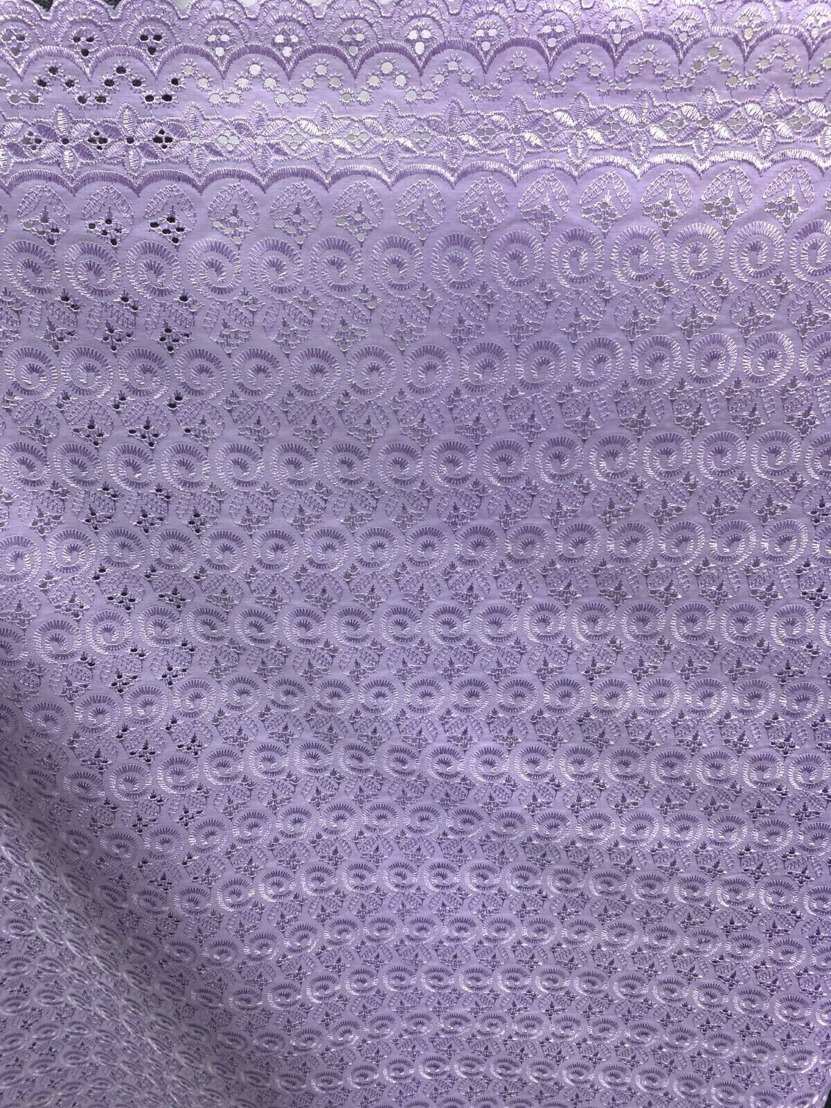 LAVENDER Floral Cotton Eyelet Embroidered Fabric (45 in.) Sold By The Yard