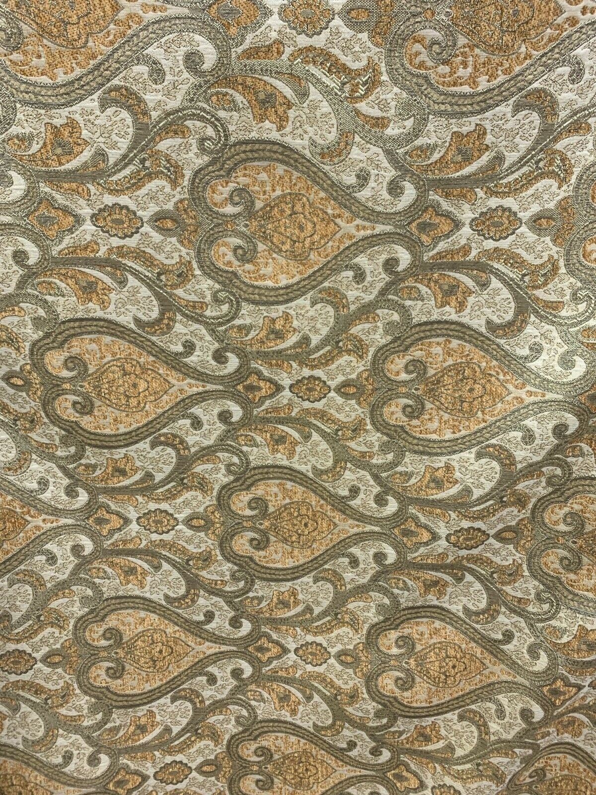 GOLD DARK GOLD Damask Chenille Upholstery Brocade Fabric (56 in.) Sold By The Yard