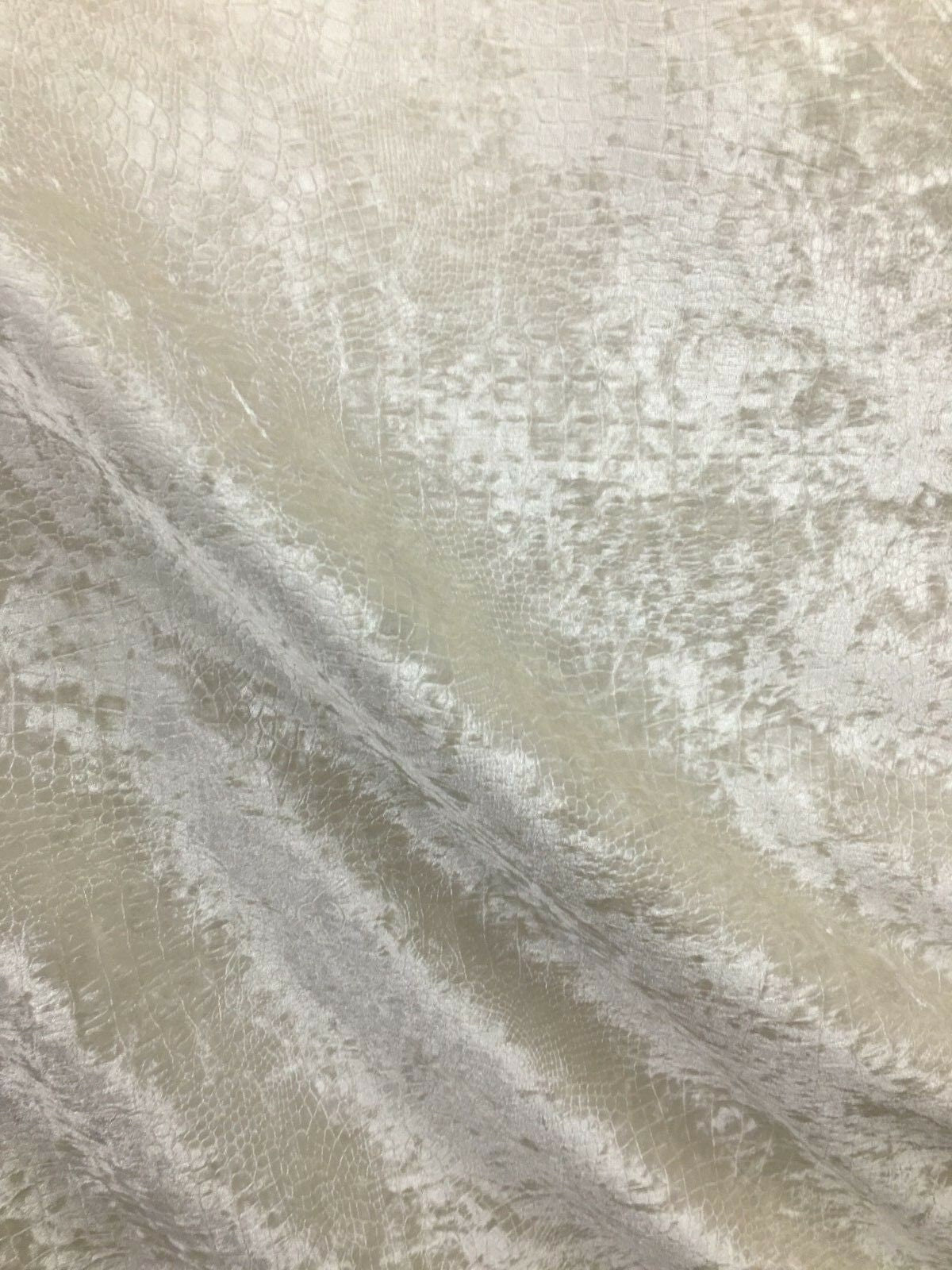 IVORY Alligator Crocodile Embossed Chenille Velvet Fabric (56 in.) Sold By The Yard