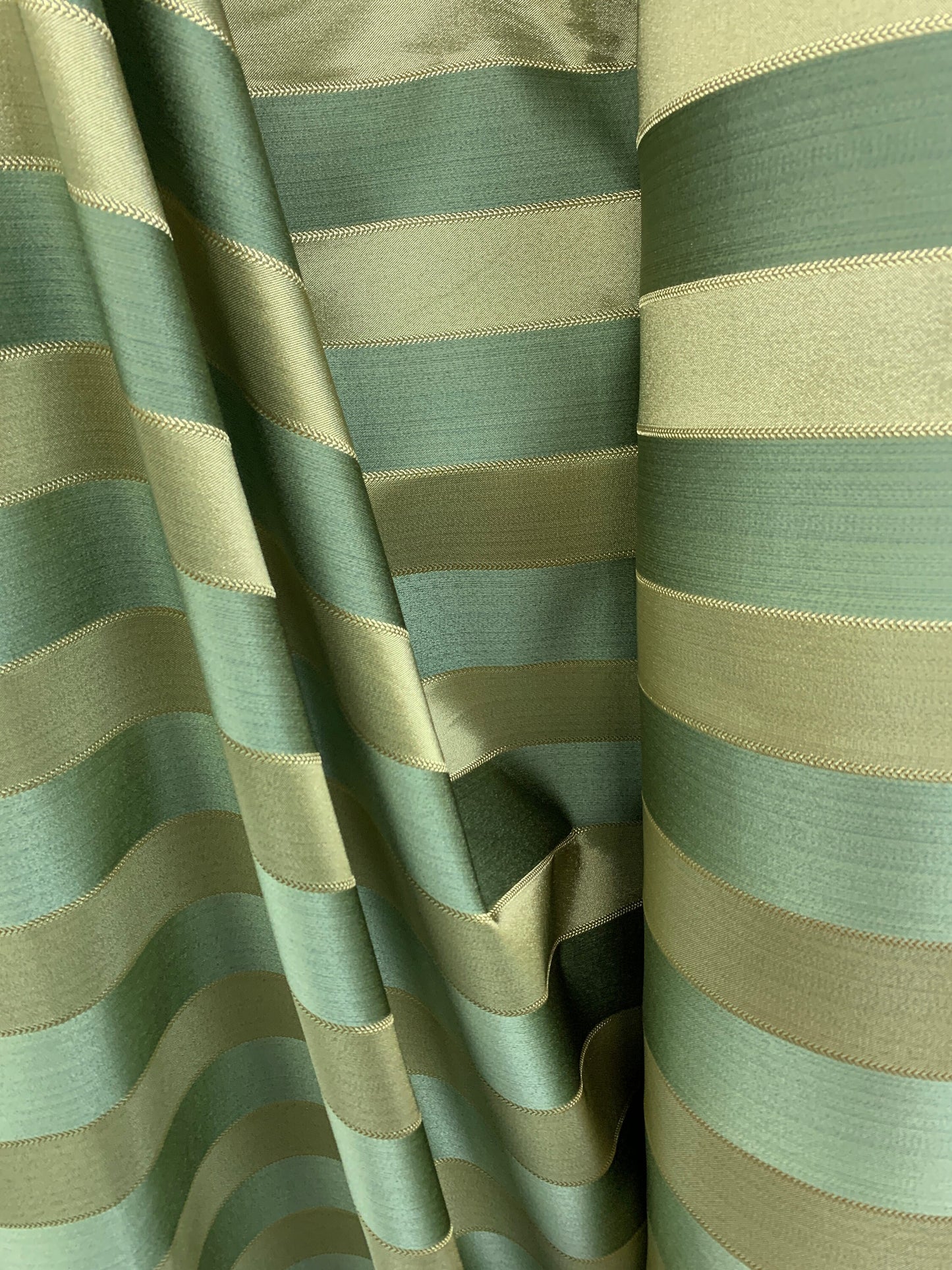 SAGE GREEN GOLD Striped Brocade Upholstery Drapery Fabric (110 in.) Sold By The Yard