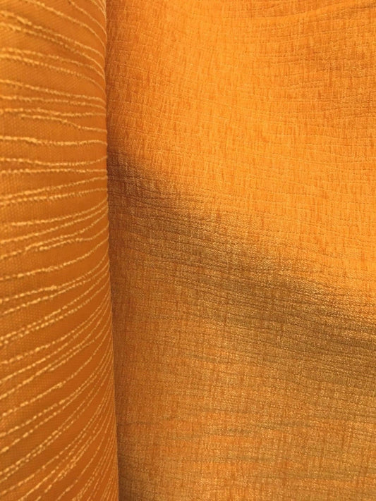 ORANGE Embroidered Chenille Velvet Upholstery Fabric (54 in.) Sold By The Yard