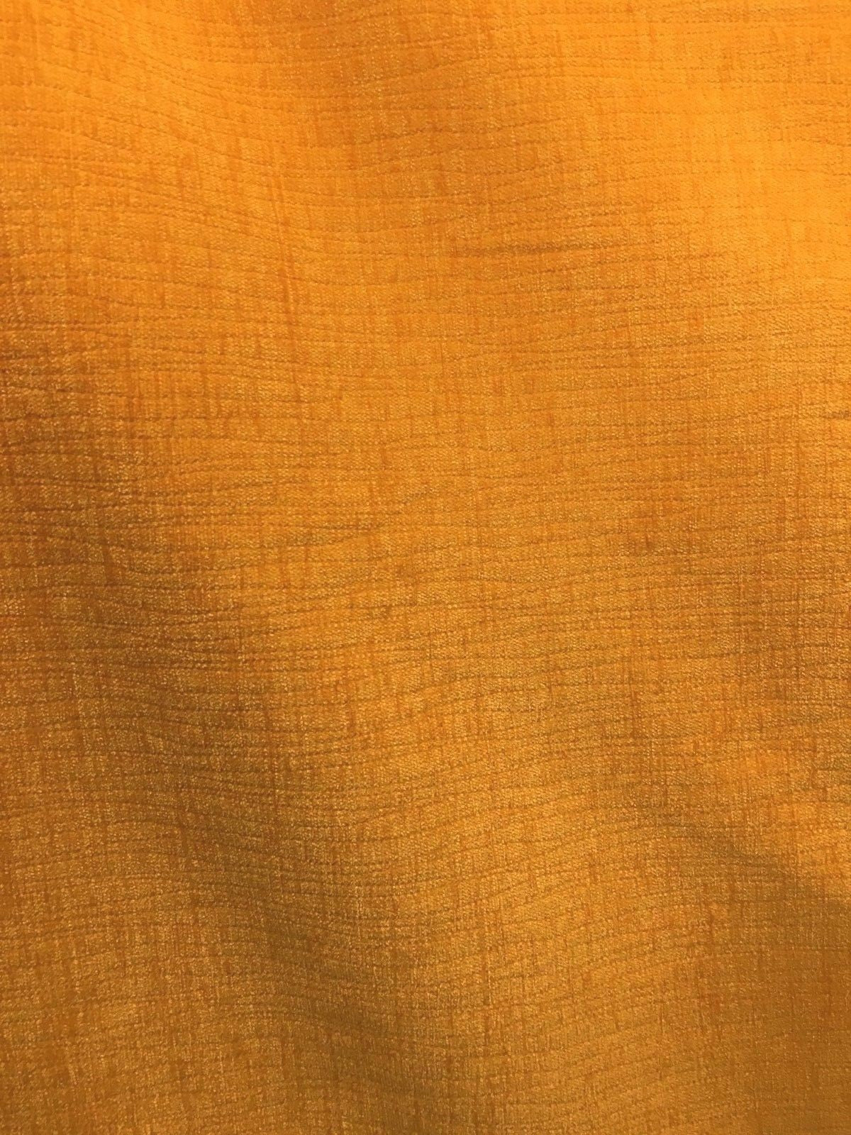 ORANGE Embroidered Chenille Velvet Upholstery Fabric (54 in.) Sold By The Yard