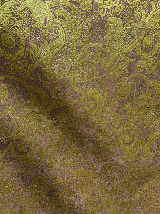 BROWN GOLD Metallic Paisley Brocade Fabric (60 in.) Sold By The Yard