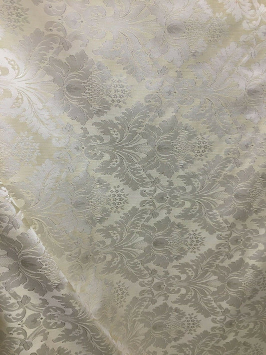 IVORY Damask Jacquard Brocade Flower Floral Fabric (110 in.) Sold By The Yard