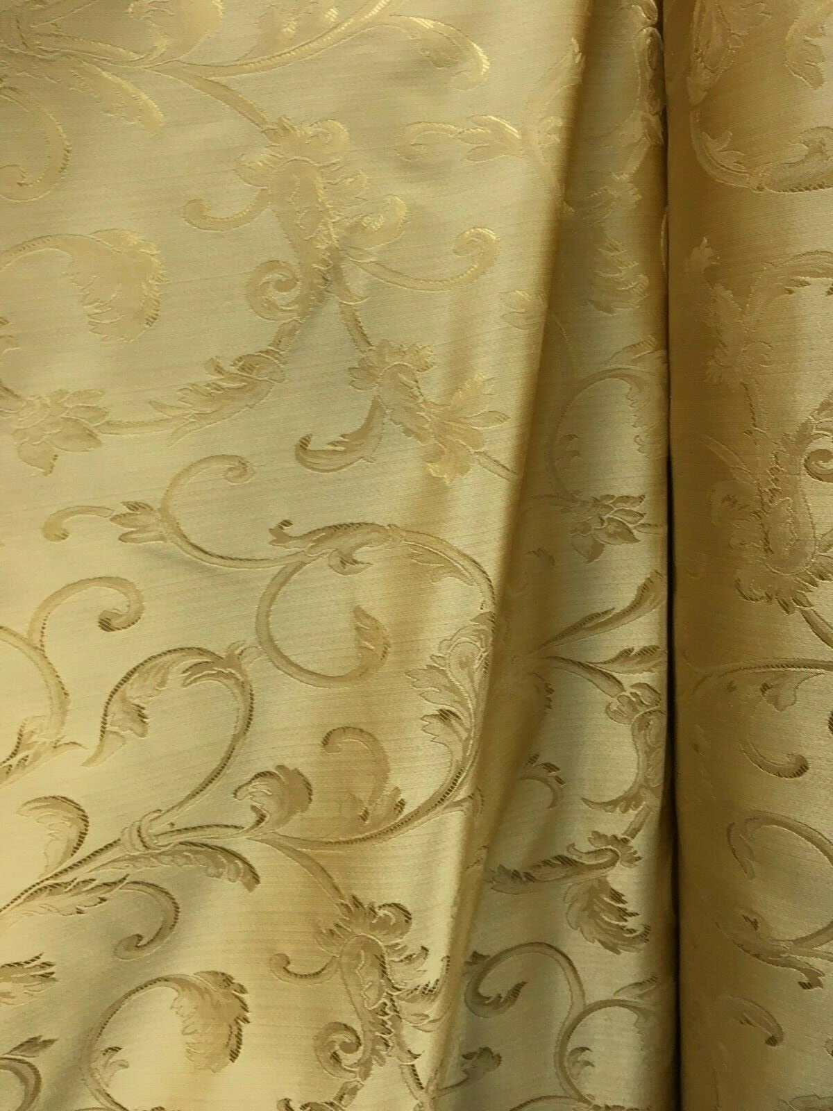 GOLD Brocade Flower Floral Upholstery Drapery Fabric (110 in.) Sold By The Yard