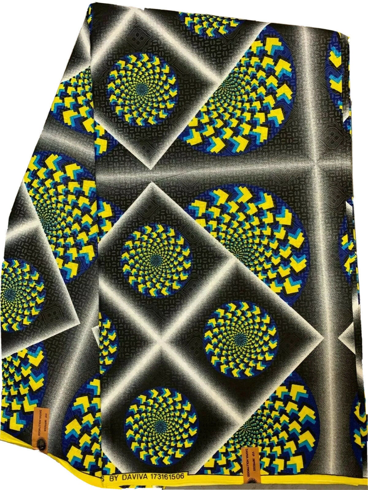 BLACK YELLOW MULTICOLOR African Print Fabric Poly Cotton (45 in.) 6 Yards