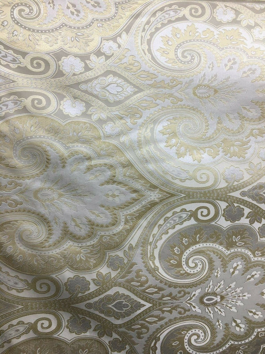 LIGHT GOLD IVORY Damask Brocade Upholstery Fabric (58 in.) Sold By The Yard