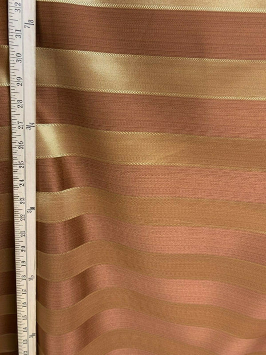 COPPER GOLD Striped Brocade Upholstery Drapery Fabric (110 in.) Sold By The Yard