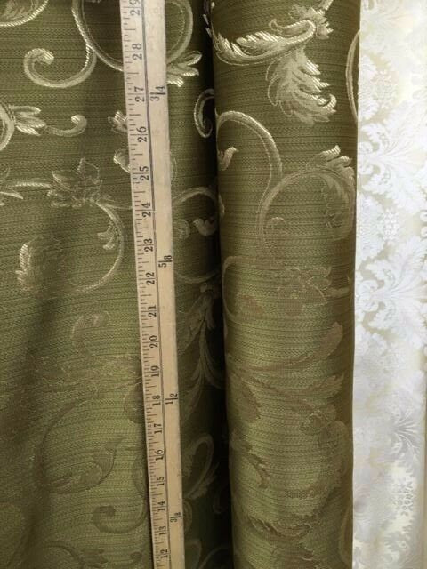 OLIVE GREEN GOLD Brocade Flower Floral Upholstery Drapery Fabric (110 in.) Sold By The Yard