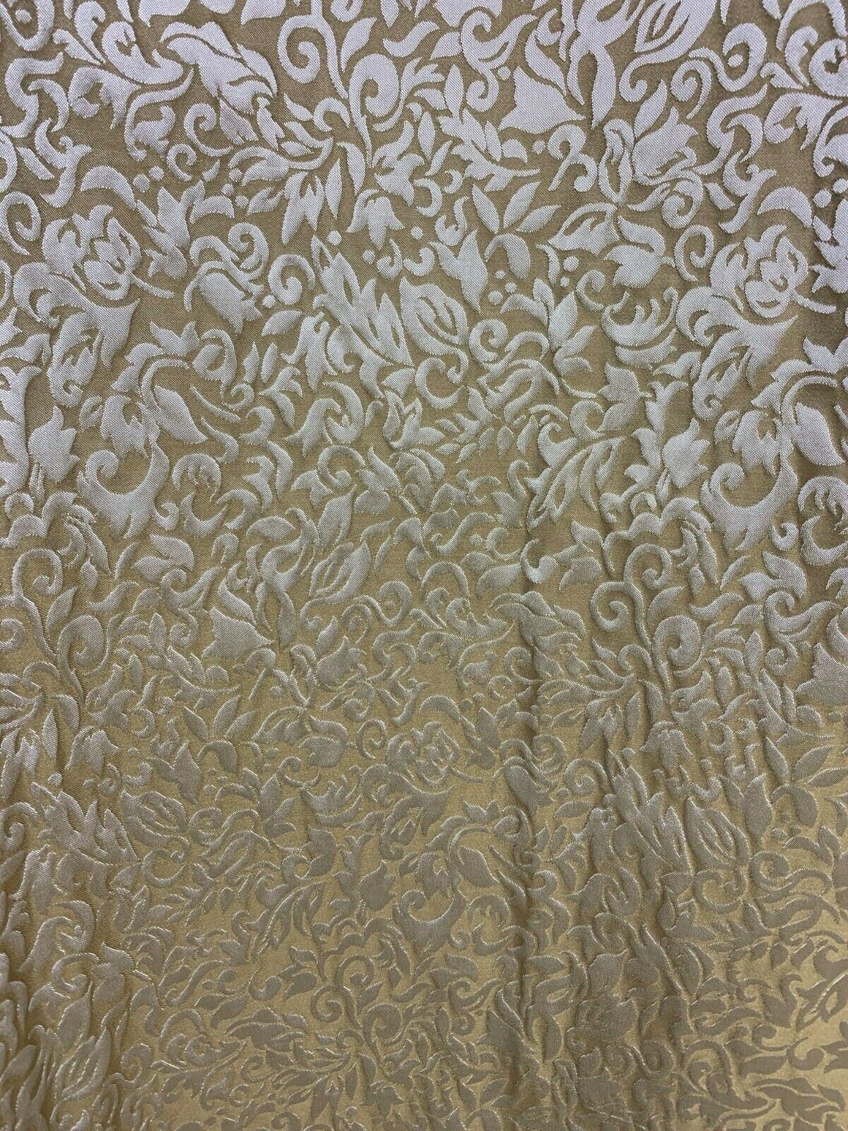 BEIGE WHITE Floral Brocade Upholstery Drapery Fabric (54 in.) Sold By The Yard