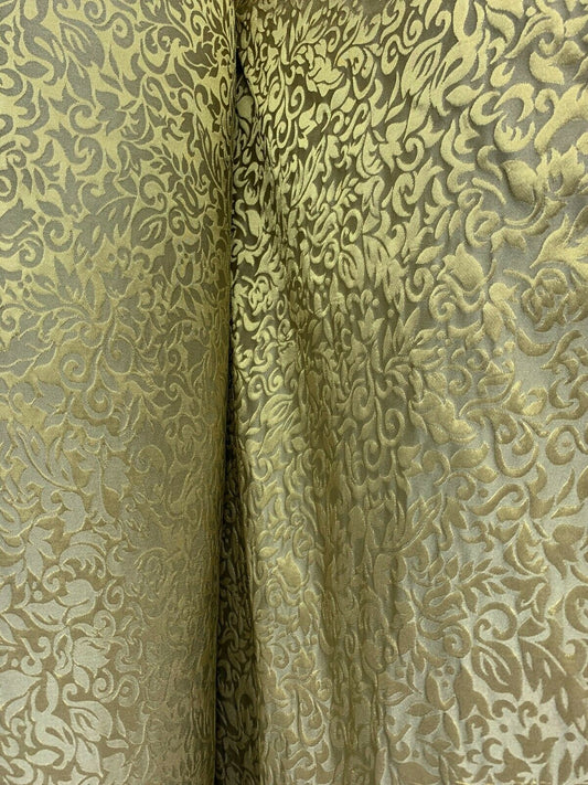 DARK GOLD Floral Brocade Upholstery Drapery Fabric (54 in.) Sold By The Yard