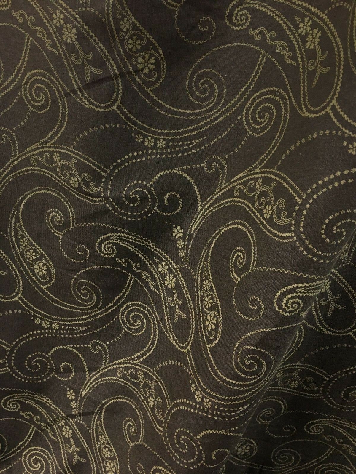 BROWN Paisley Print Upholstery Drapery Cotton Fabric (54 in.) Sold By The Yard