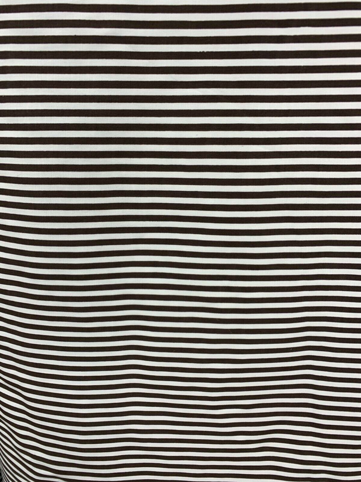 DARK BROWN WHITE Striped Stretch Cotton Fabric (45 in.) Sold By The Yard