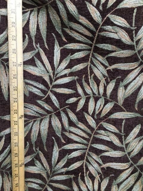 DARK BROWN Leaves Chenille Upholstery Fabric (54 in.) Sold By The Yard