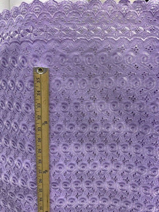 LAVENDER Floral Cotton Eyelet Embroidered Fabric (45 in.) Sold By The Yard