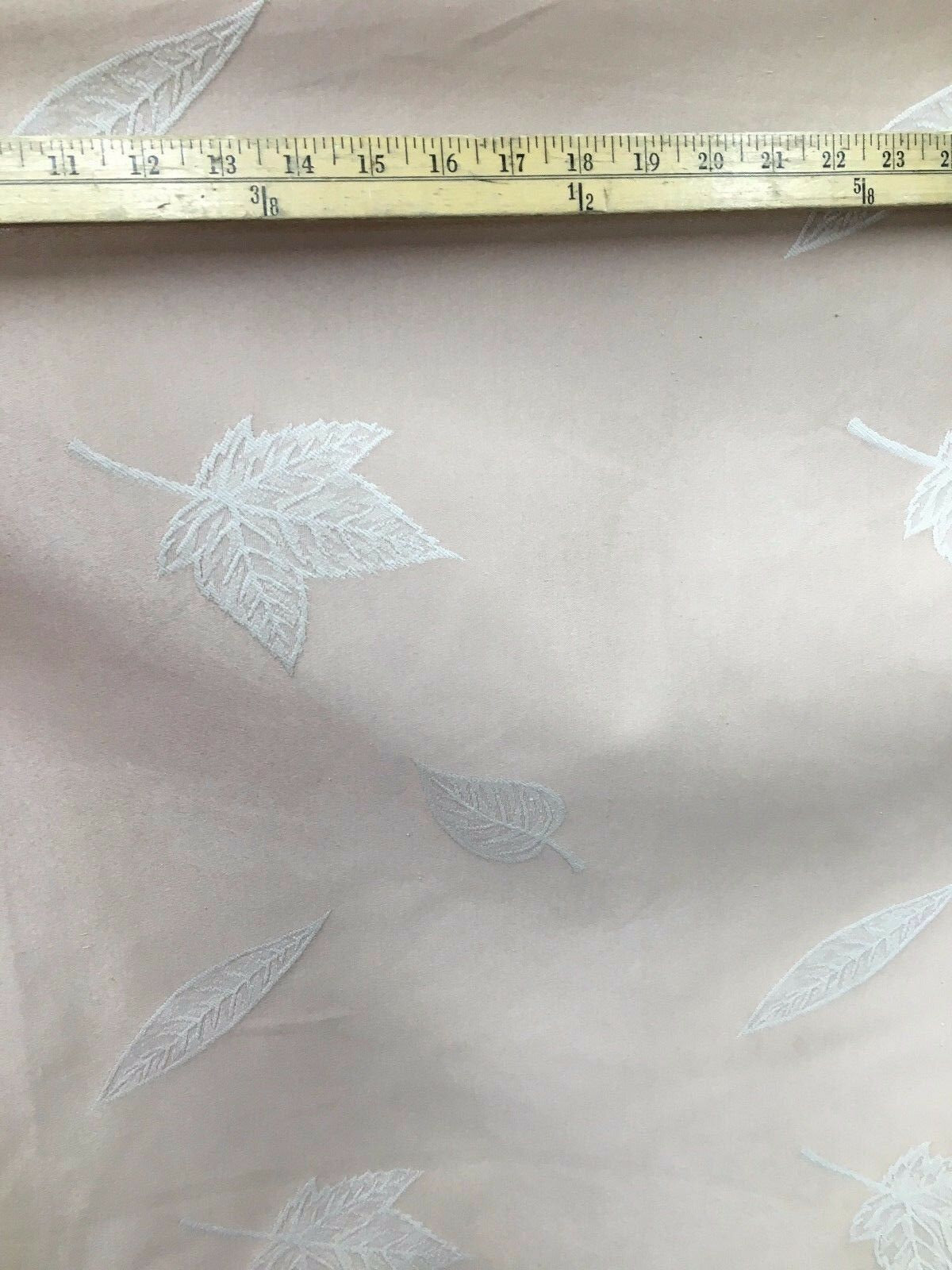 PEACH WHITE Leaves Brocade Upholstery Drapery Fabric (54 in.) Sold By The Yard
