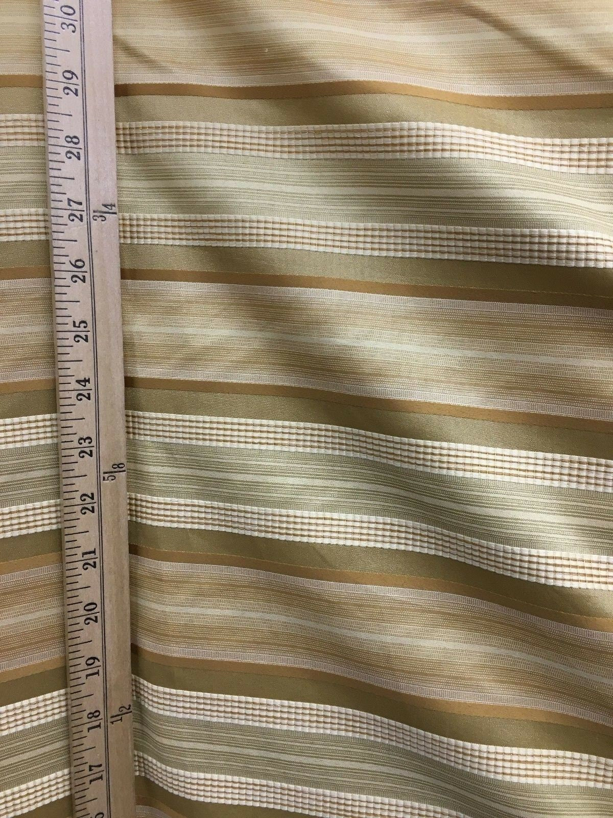 GOLD MULTICOLOR Striped Taffeta Brocade Drapery Fabric (54 in.) Sold By The Yard