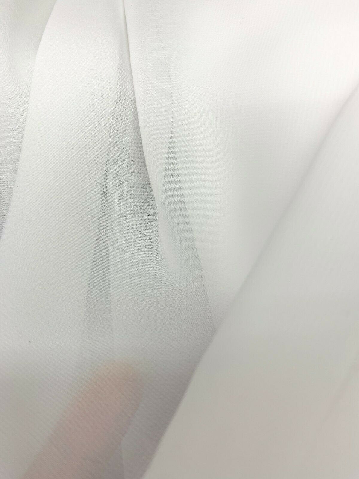 WHITE Sheer Solid Polyester Chiffon Fabric (60 in.) Sold By The Yard