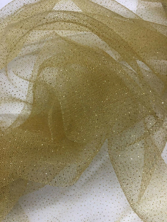 GOLD Sparkle Glitter Tulle Decoration Event Fabric (60 in.) Sold By The Yard