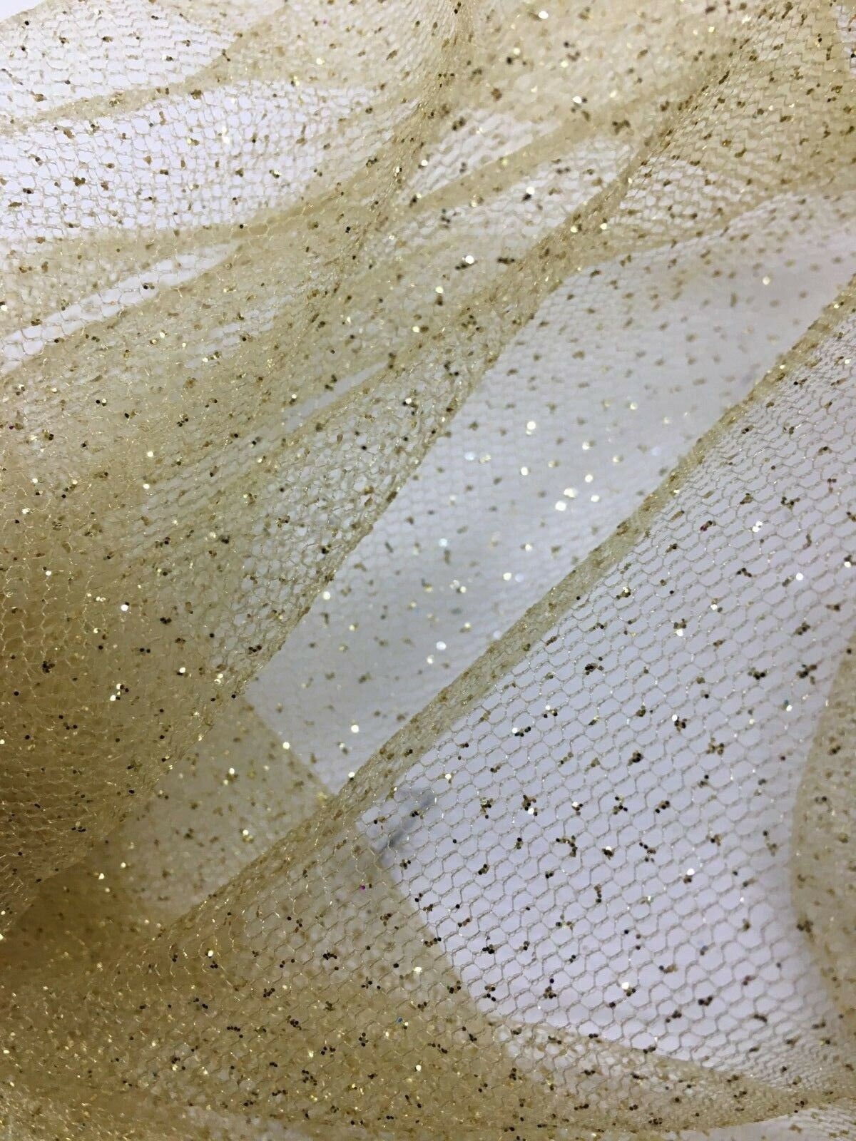 GOLD Sparkle Glitter Tulle Decoration Event Fabric (60 in.) Sold By The Yard