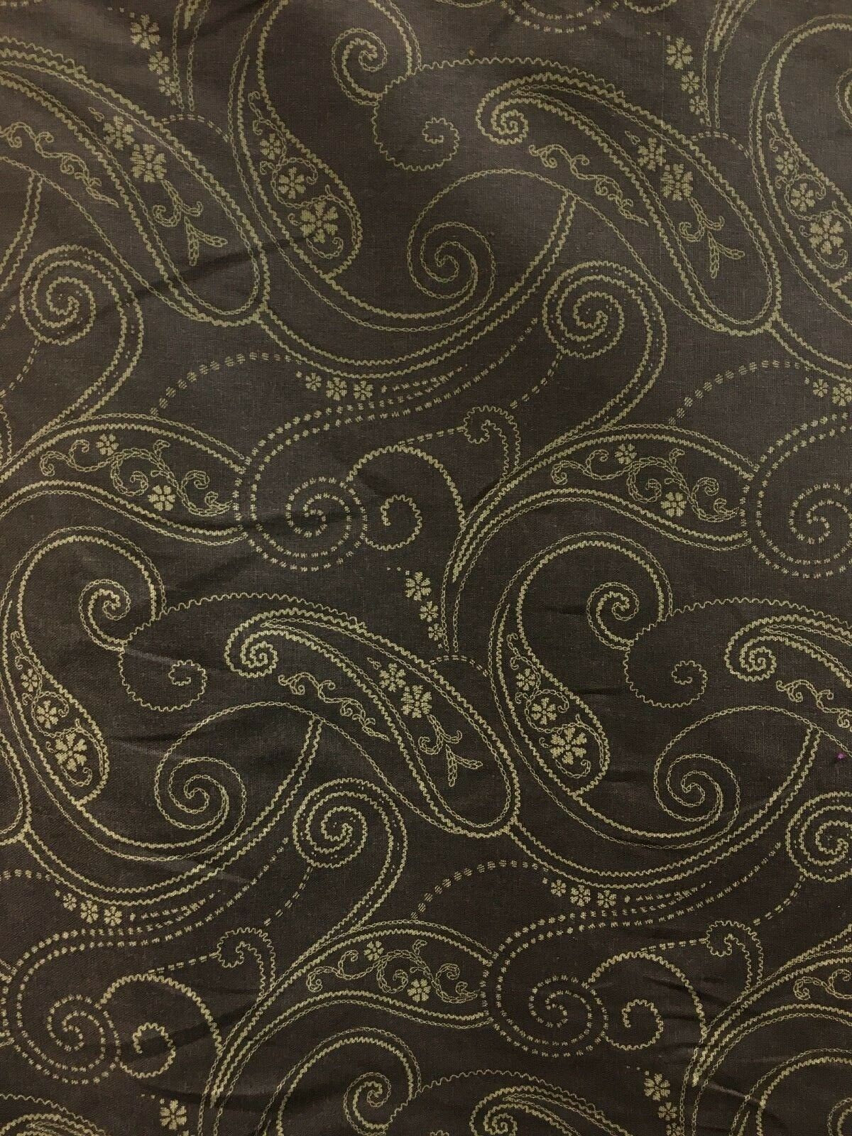 BROWN Paisley Print Upholstery Drapery Cotton Fabric (54 in.) Sold By The Yard