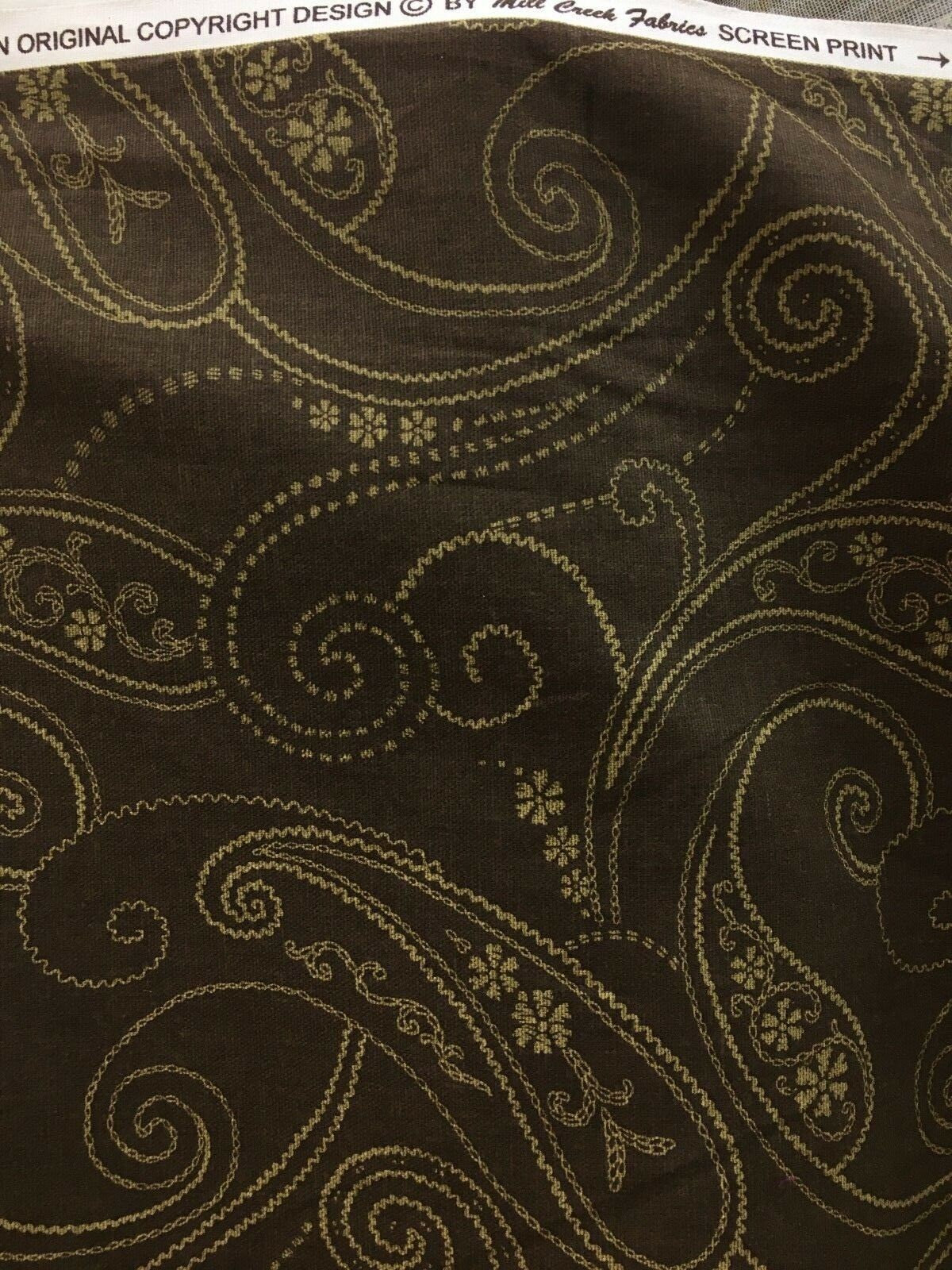 BROWN Paisley Print Upholstery Drapery Cotton Fabric (54 in.) Sold By The Yard