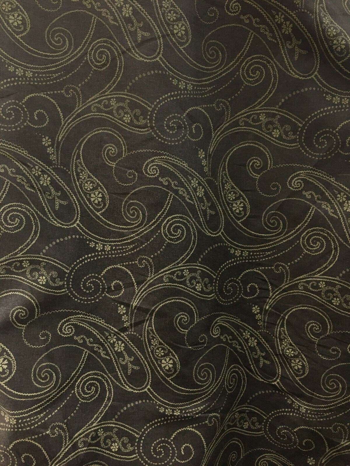 BROWN Paisley Print Upholstery Drapery Cotton Fabric (54 in.) Sold By The Yard