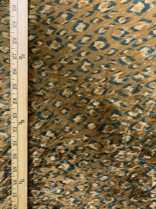 BROWN MULTICOLOR Jaguar Printed Crushed Stretch Velvet Fabric (60 in.) Sold By The Yard