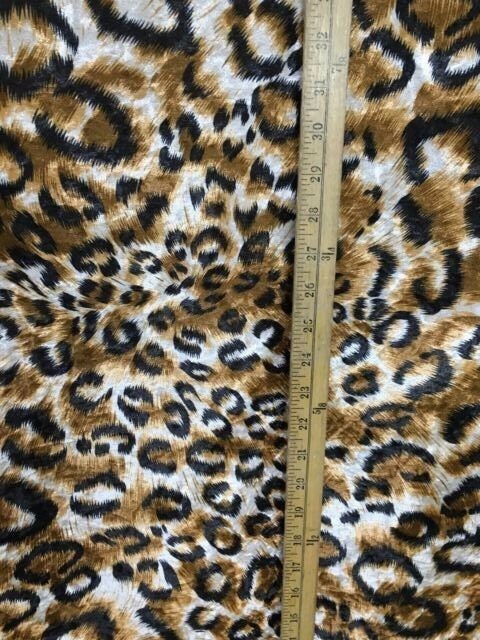 BROWN BLACK Jaguar Printed Crushed Stretch Velvet Fabric (60 in.) Sold By The Yard