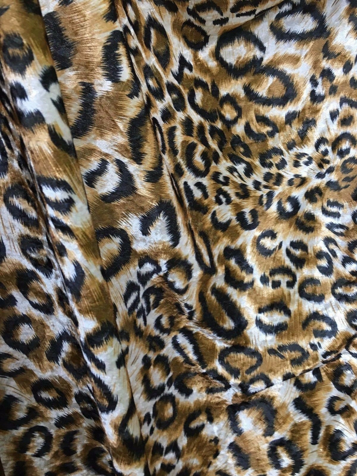 BROWN BLACK Jaguar Printed Crushed Stretch Velvet Fabric (60 in.) Sold By The Yard