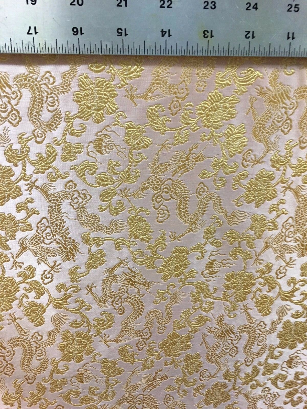 BLUSH GOLD Metallic Dragon Floral Brocade Fabric (54 in.) Sold By The Yard