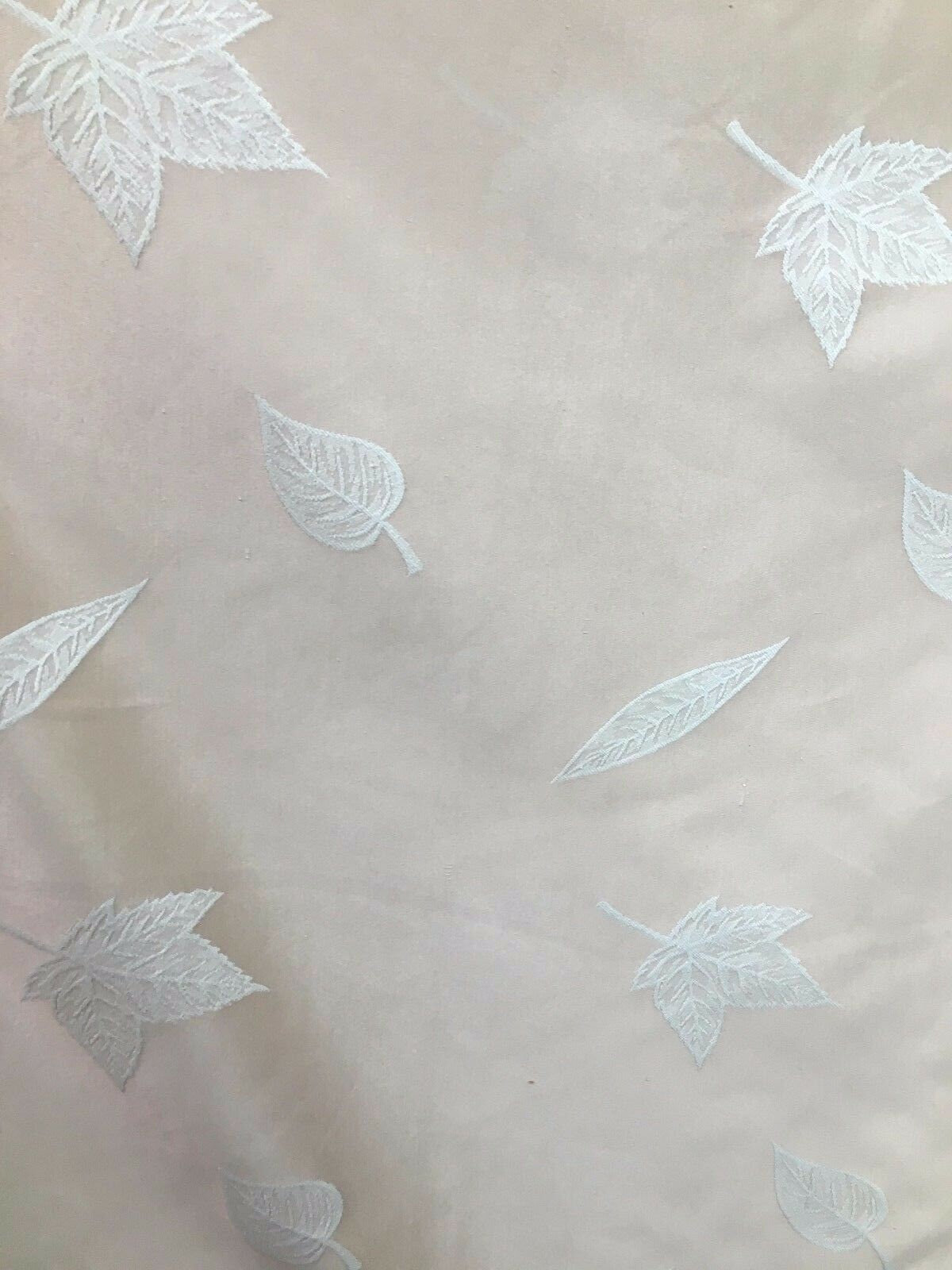 PEACH WHITE Leaves Brocade Upholstery Drapery Fabric (54 in.) Sold By The Yard