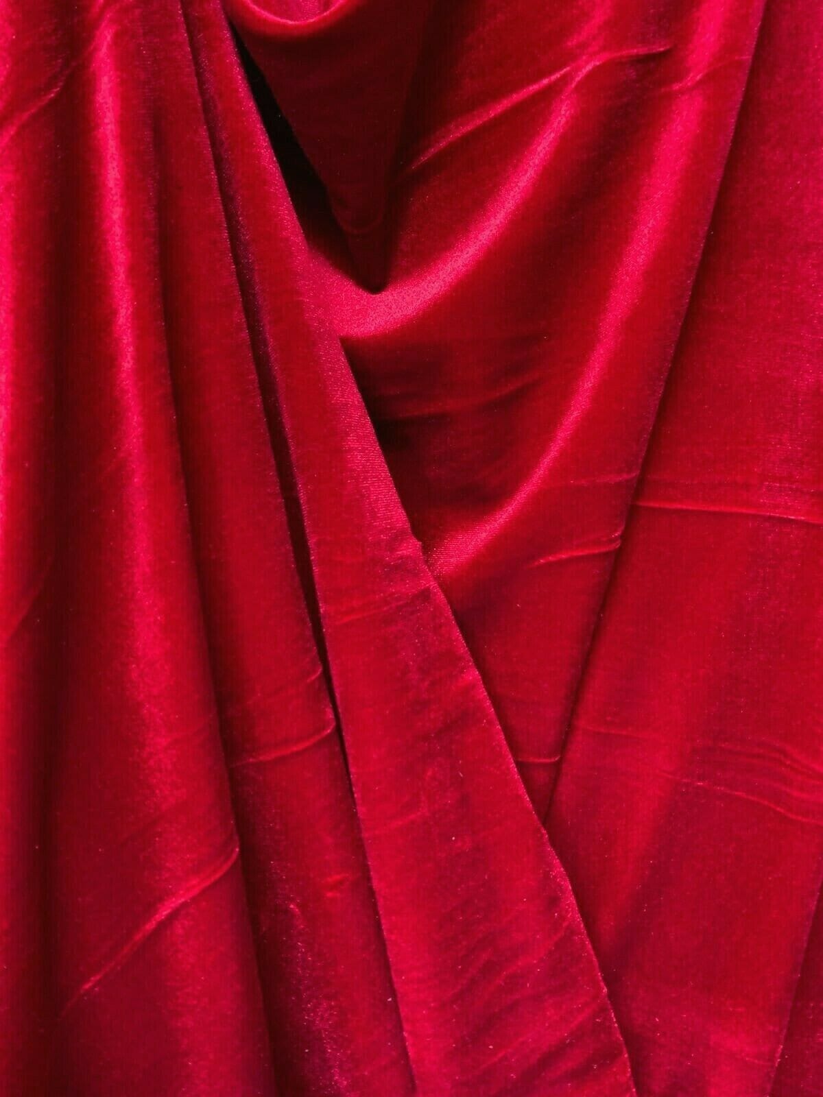 RED Polyester Stretch Velvet Fabric (60 in.) Sold By The Yard