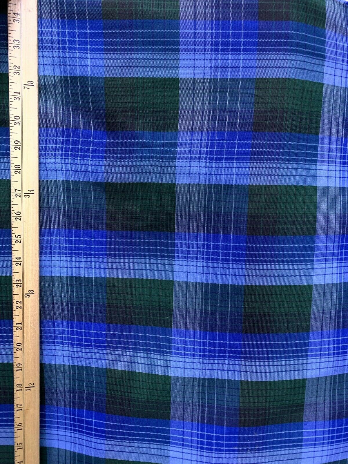 BLUE GREEN Plaid Poly Cotton Uniform Poplin Fabric (60 in.) Sold By The Yard