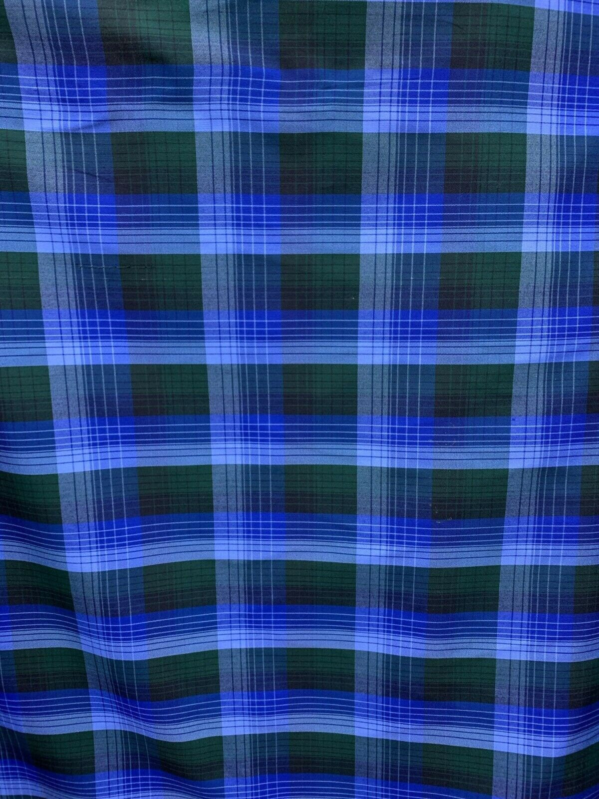 BLUE GREEN Plaid Poly Cotton Uniform Poplin Fabric (60 in.) Sold By The Yard