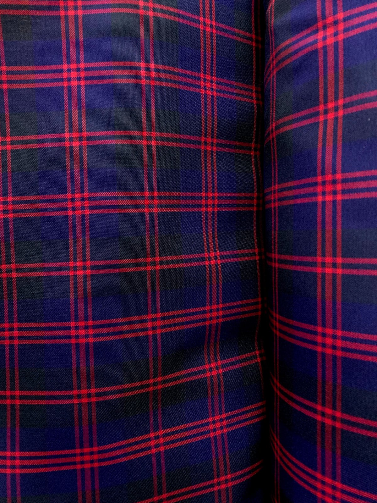 Navy Blue Black Red Plaid Poly Cotton Uniform Poplin Fabric (60 in.) Sold By The Yard