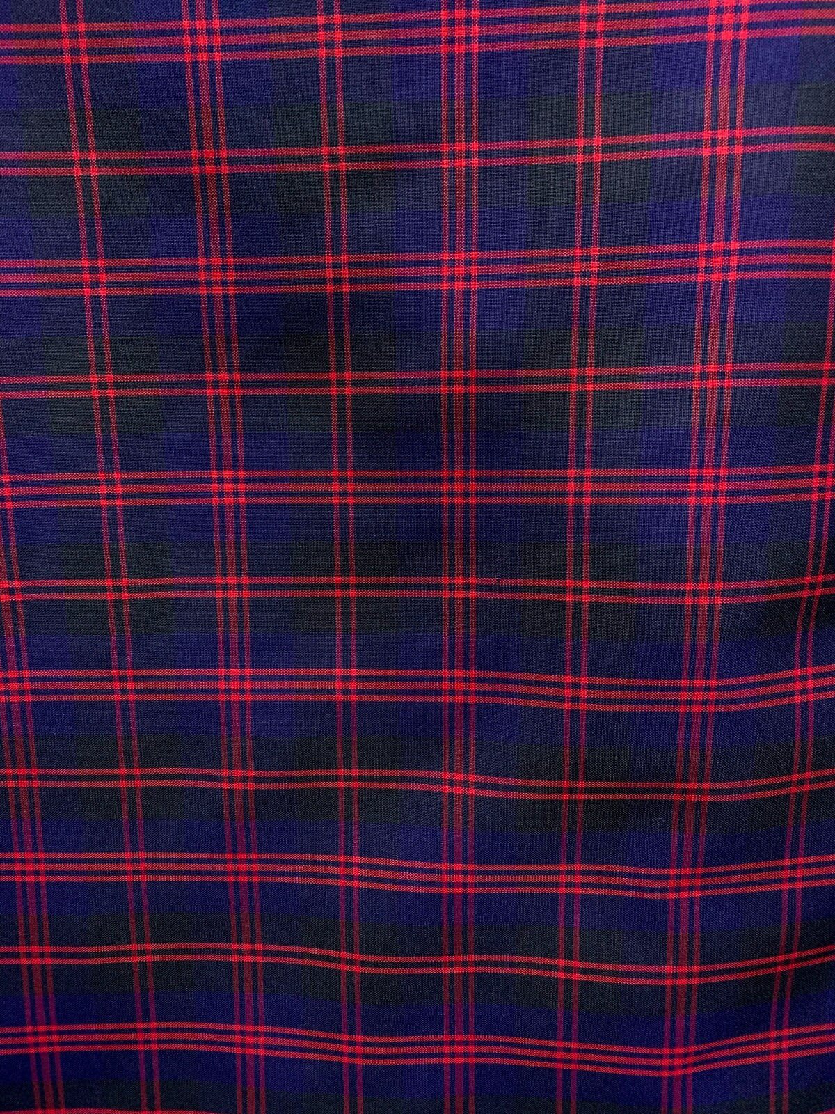 Navy Blue Black Red Plaid Poly Cotton Uniform Poplin Fabric (60 in.) Sold By The Yard