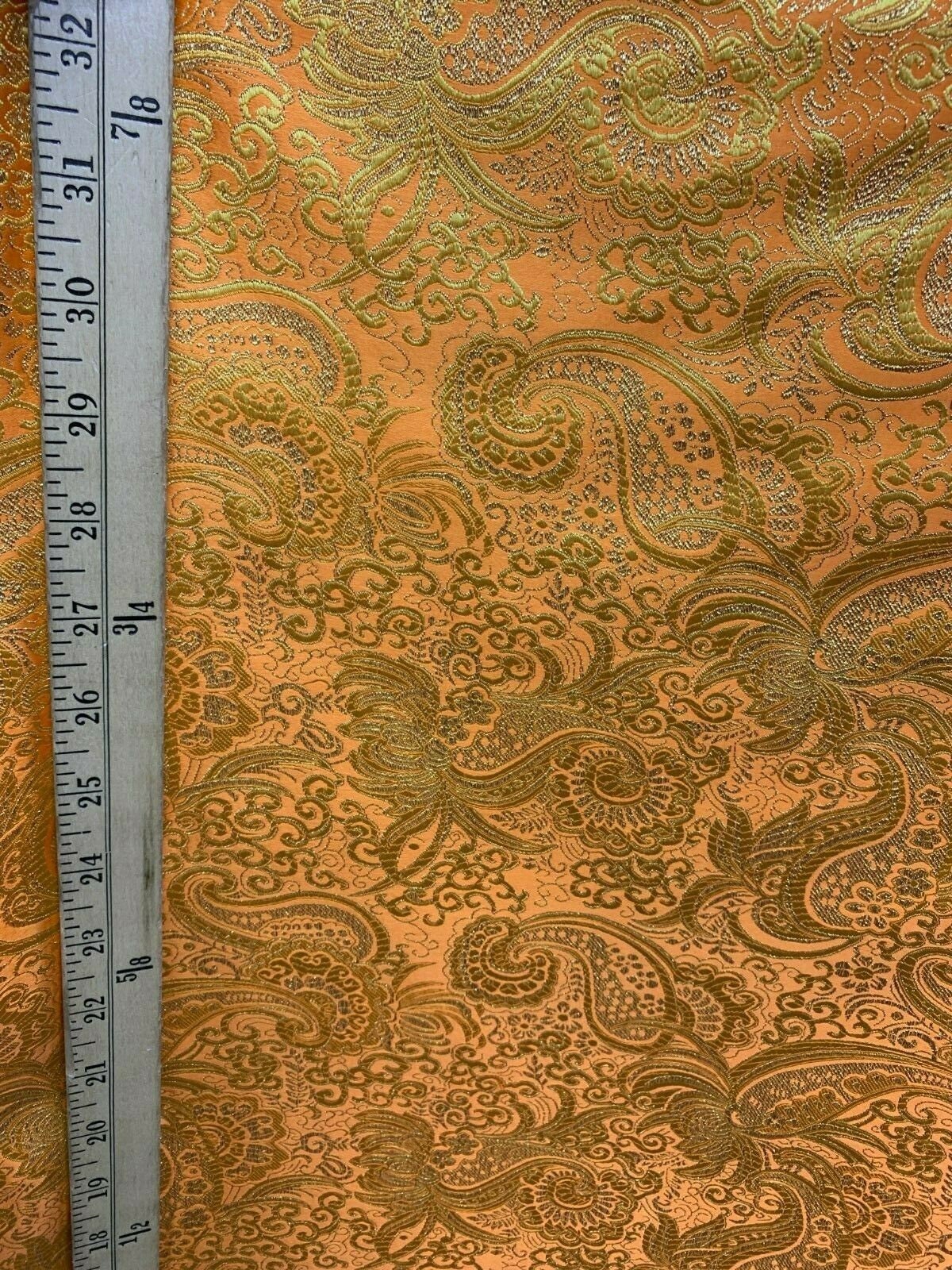 ORANGE GOLD Metallic Paisley Brocade Fabric (60 in.) Sold By The Yard