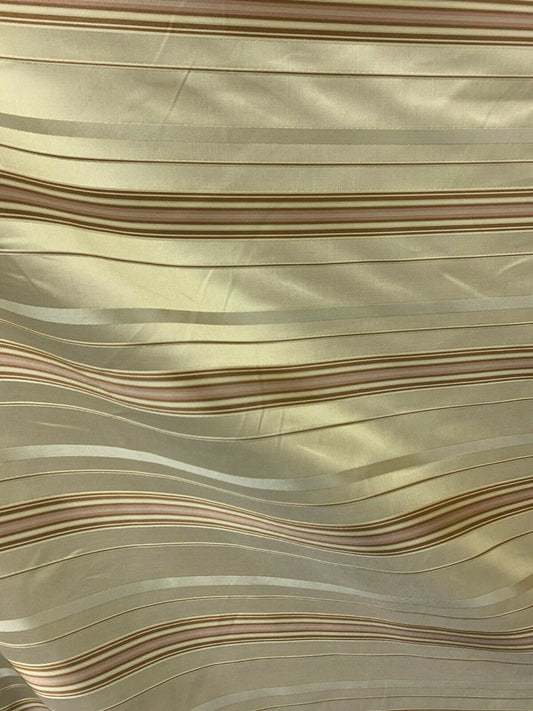 BEIGE PINK Striped Taffeta Brocade Upholstery Drapery Fabric (54 in.) Sold By The Yard