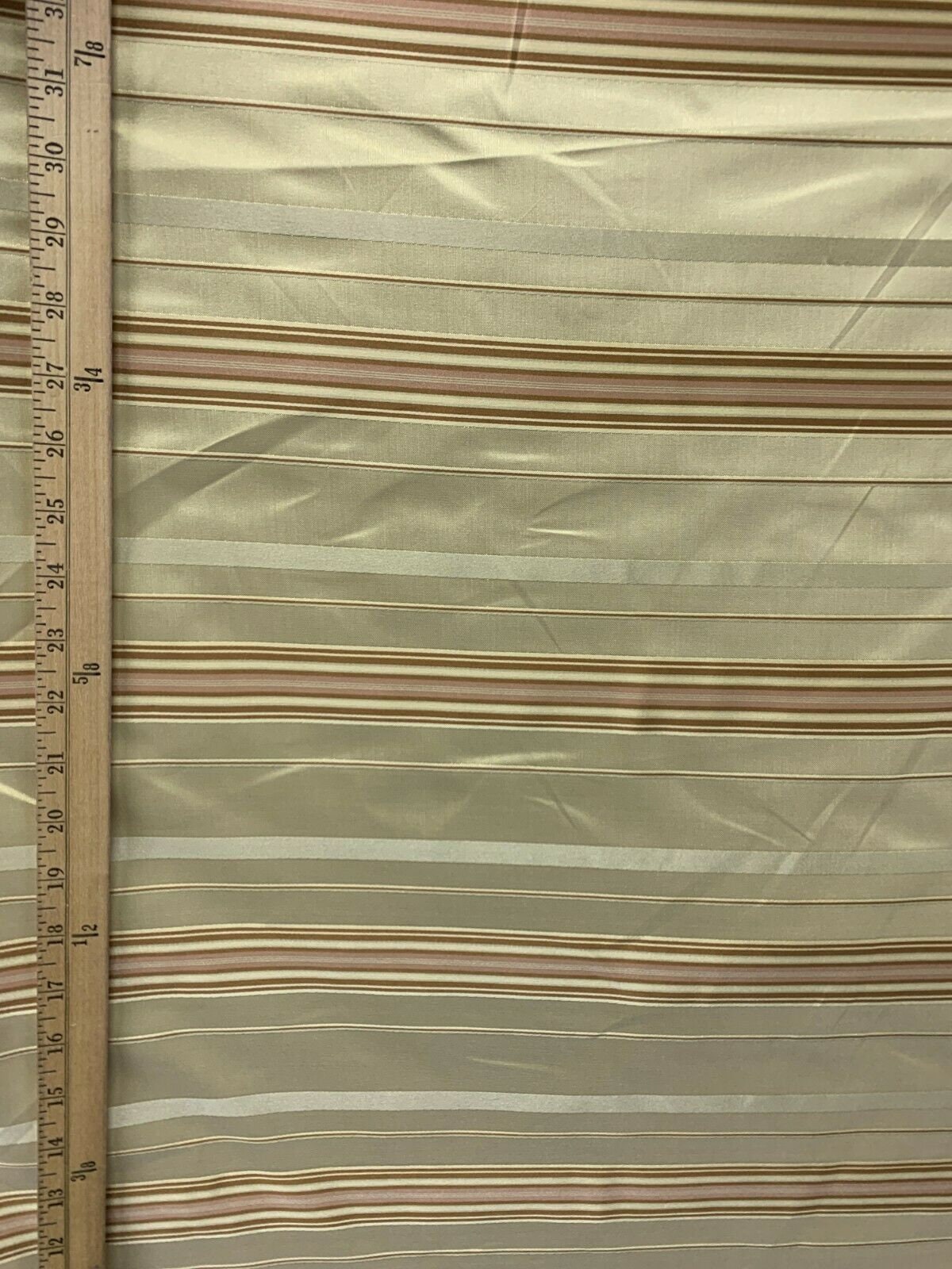 BEIGE PINK Striped Taffeta Brocade Upholstery Drapery Fabric (54 in.) Sold By The Yard