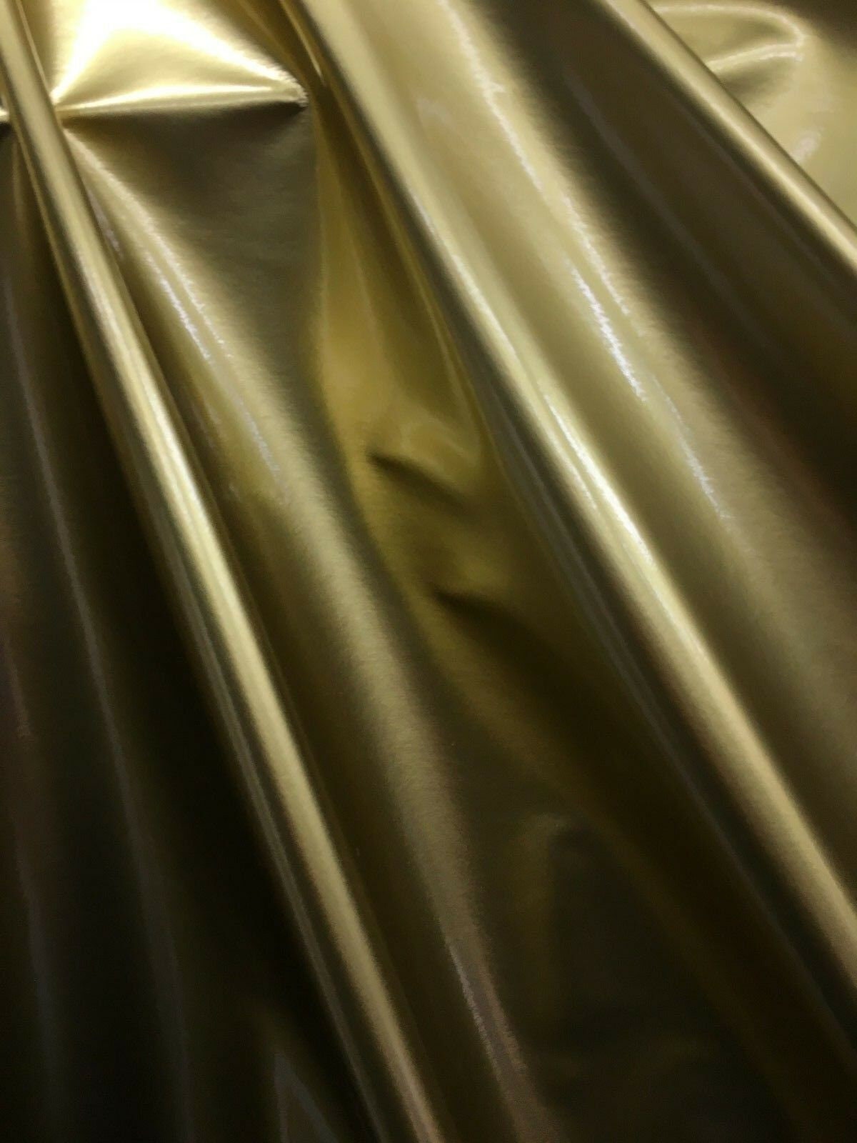 GOLD Shiny Glossy PVC Pleather Stretch Fabric (58 in.) Sold By The Yard