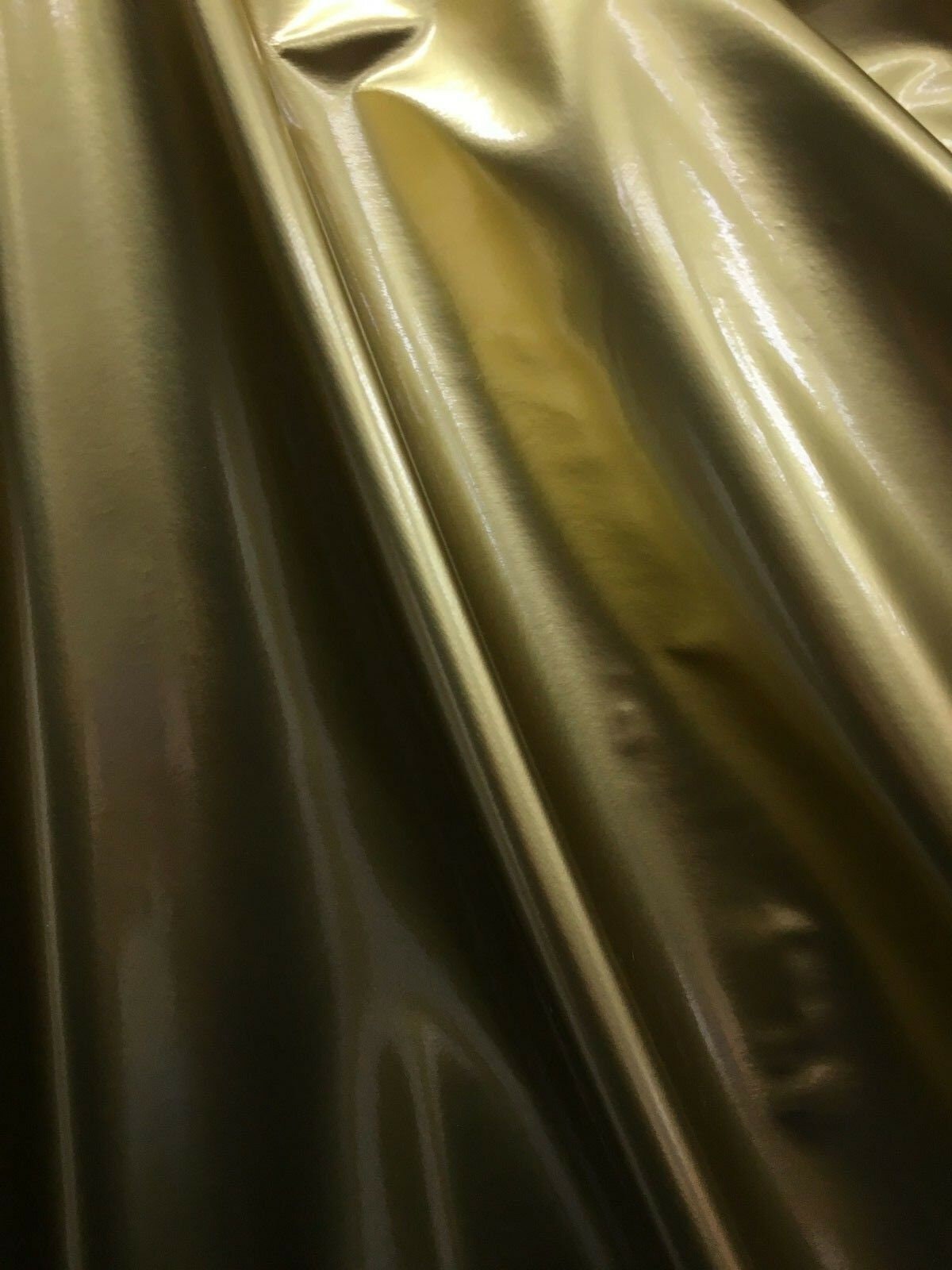 GOLD Shiny Glossy PVC Pleather Stretch Fabric (58 in.) Sold By The Yard