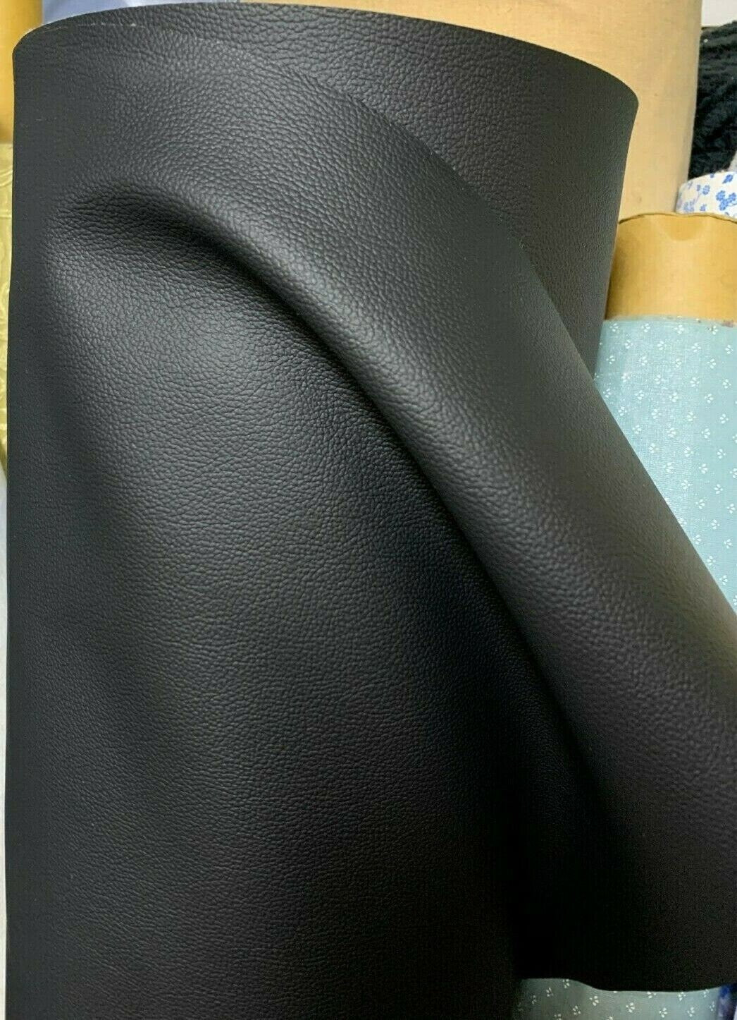 BLACK Faux Leather Vinyl Upholstery Fabric (55 in.) Sold By The Yard