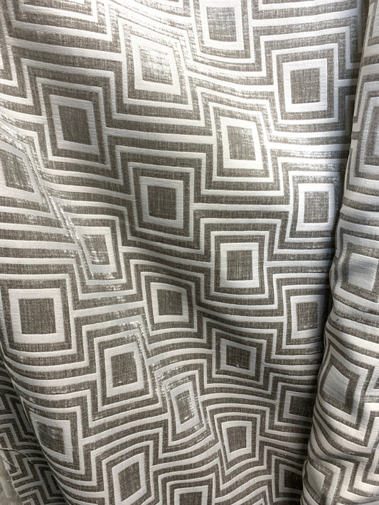 LIGHT GRAY Geometric Chenille Upholstery Brocade Fabric (54 in.) Sold By The Yard