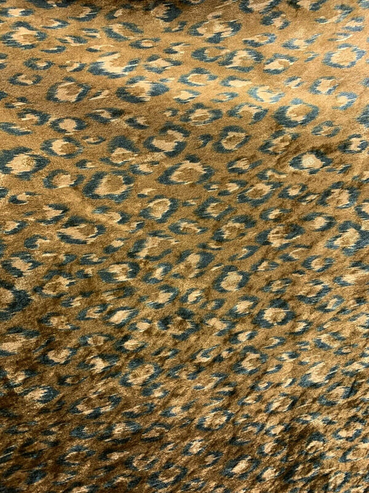 BROWN MULTICOLOR Jaguar Printed Crushed Stretch Velvet Fabric (60 in.) Sold By The Yard