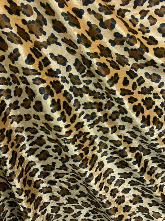 BROWN BEIGE Jaguar Printed Crushed Stretch Velvet Fabric (60 in.) Sold By The Yard