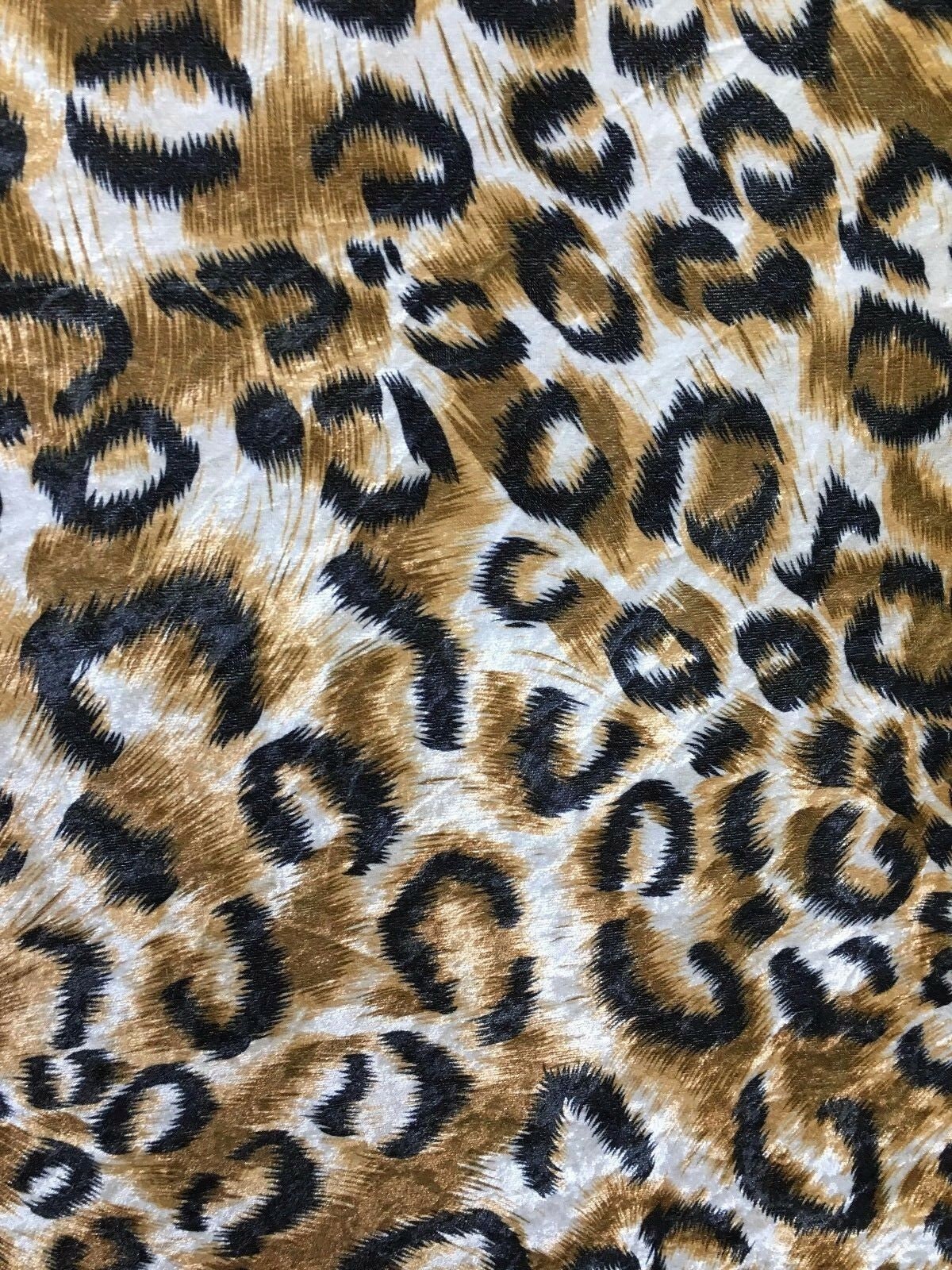 BROWN BLACK Jaguar Printed Crushed Stretch Velvet Fabric (60 in.) Sold By The Yard