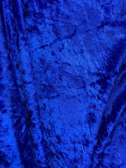 ROYAL BLUE Crushed Polyester Stretch Velvet Fabric (60 in.) Sold By The Yard