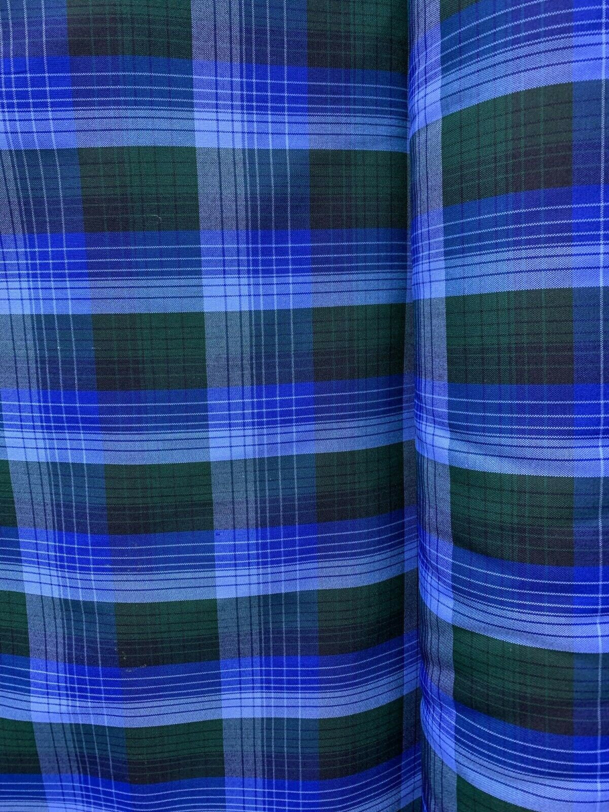 BLUE GREEN Plaid Poly Cotton Uniform Poplin Fabric (60 in.) Sold By The Yard