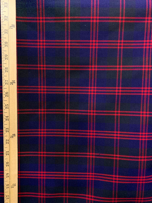 Navy Blue Black Red Plaid Poly Cotton Uniform Poplin Fabric (60 in.) Sold By The Yard